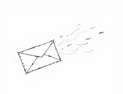 Pencil sketch of an envelope taking flight
